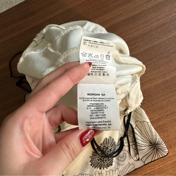 Morgan de toi - black and white ruffle dress with floral details and bow - Picture 11 of 13